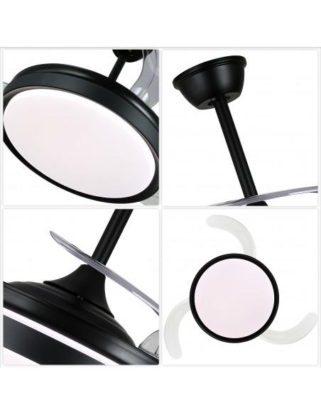 Oaks Aura 42-Inch LED Ceiling Fan 6-Speed Latest DC Motor Retractable Chandelier