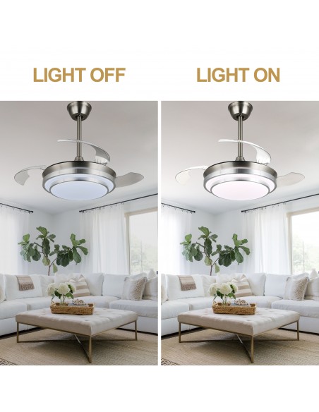 Oaks Aura 36Inch LED Ceiling Fan 6-Speed Latest DC Motor Retractable Chandelier