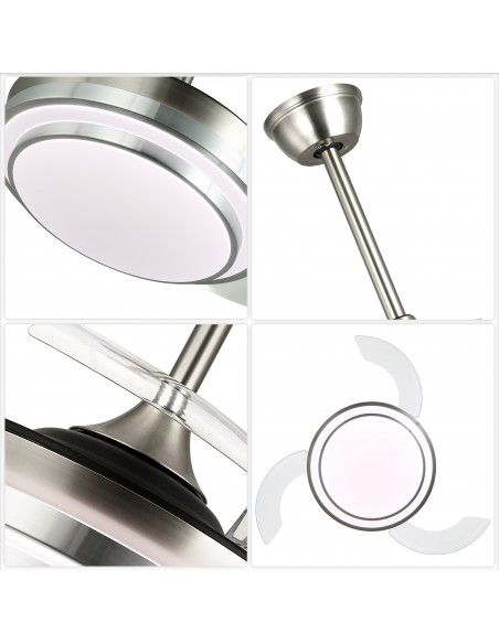 Oaks Aura 36Inch LED Ceiling Fan 6-Speed Latest DC Motor Retractable Chandelier