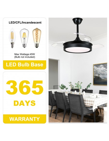 Oaks Aura 36Inch LED Ceiling Fan 6-Speed Latest DC Motor Retractable Chandelier