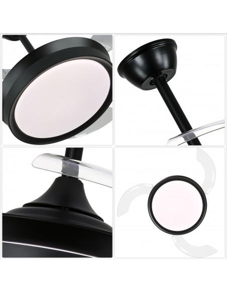 Oaks Aura 36Inch LED Ceiling Fan 6-Speed Latest DC Motor Retractable Chandelier