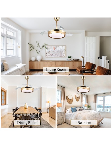 Oaks Aura 36Inch LED Ceiling Fan 6-Speed Latest DC Motor Retractable Chandelier