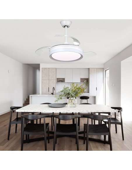 Oaks Aura 36Inch LED Ceiling Fan 6-Speed Latest DC Motor Retractable Chandelier