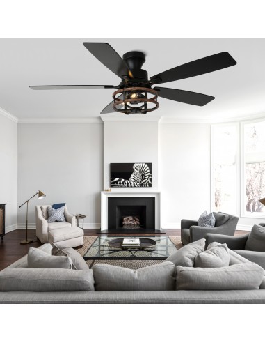 Oaks Aura 52" Black Flush Mount...