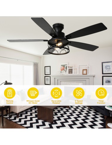 Oaks Aura 52" Black Flush Mount...