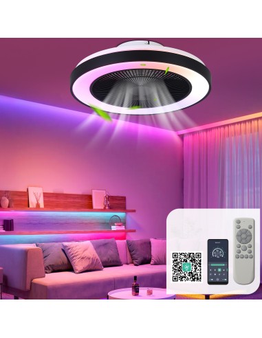 19" Smart RGB Ceiling Fan with LED...