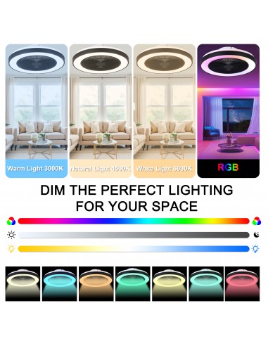 19" Smart RGB Ceiling Fan with LED...