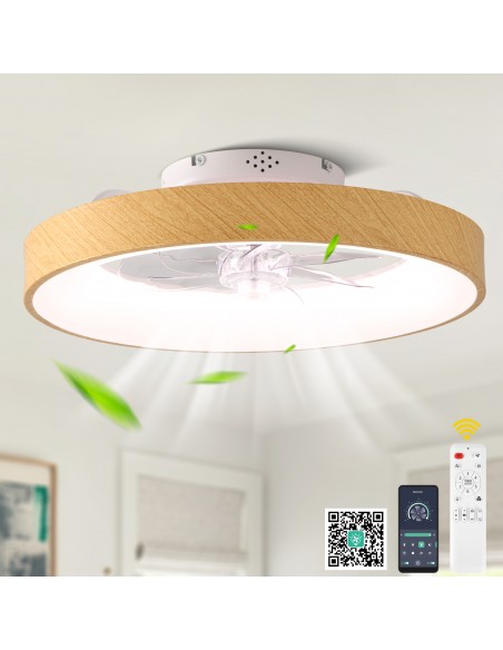 Oaks Aura 20" Smart RGB Ceiling Fan with LED Light, App & Voice Control, Remote, 6-Speed DC Motor for Bedroom Living Room