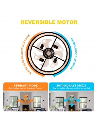 20" Modern Black Caged Ceiling Fan...