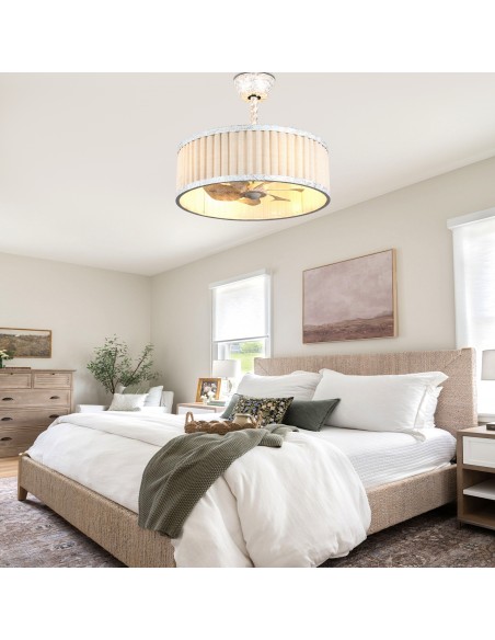 20" Farmhouse Caged Ceiling Fan with Light and Remote Control, 6-Speed Reversible DC Motor for Living Room, Bedroom