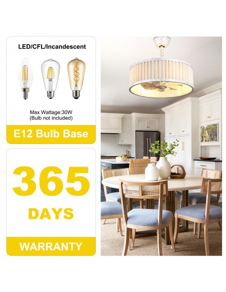 20" Farmhouse Caged Ceiling Fan with Light and Remote Control, 6-Speed Reversible DC Motor for Living Room, Bedroom