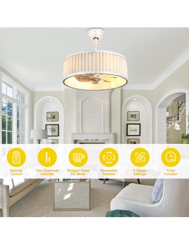 20" Farmhouse Caged Ceiling Fan with...