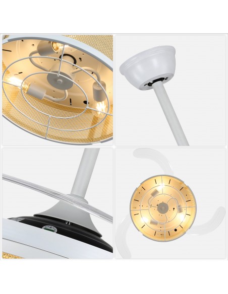 Oaks Aura 42" Retractable Boho Ceiling Fan with Light and Remote Control, 6 Speed Quiet DC Motor for Living Room, Bedroom