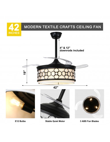 Oaks Aura 42" Black Ceiling Fan with...