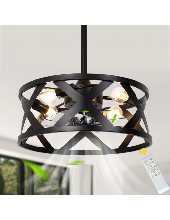 20” Black Drum Ceiling Fan...