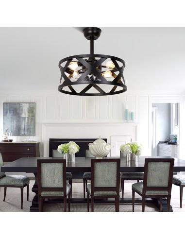 20” Black Drum Ceiling Fan with...