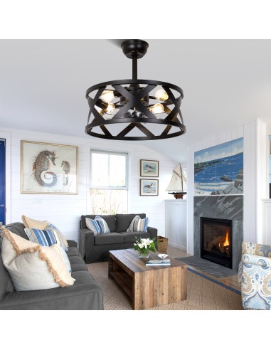 20” Black Drum Ceiling Fan with...