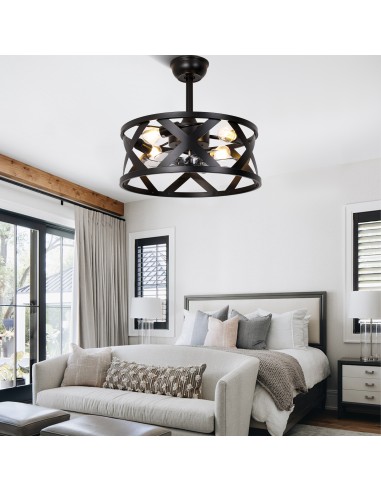 20” Black Drum Ceiling Fan with...