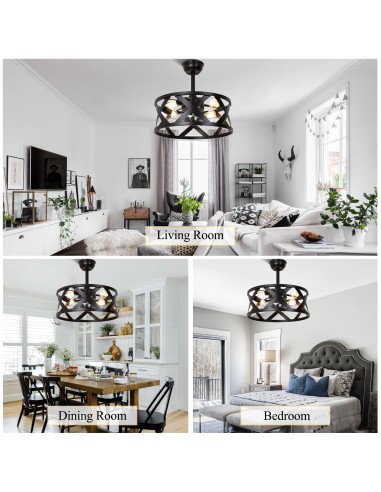 20” Black Drum Ceiling Fan with...