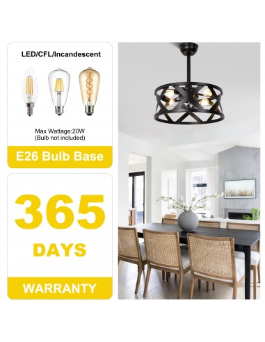 20” Black Drum Ceiling Fan with...