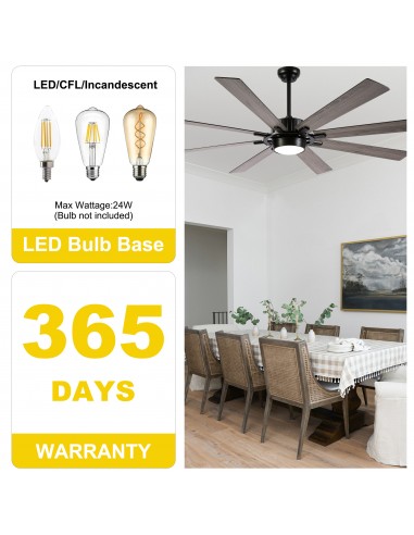 72" Black Ceiling Fan with Lights and...