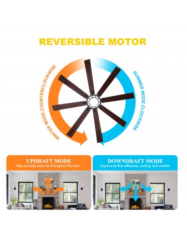 72" Black Ceiling Fan with Lights and...