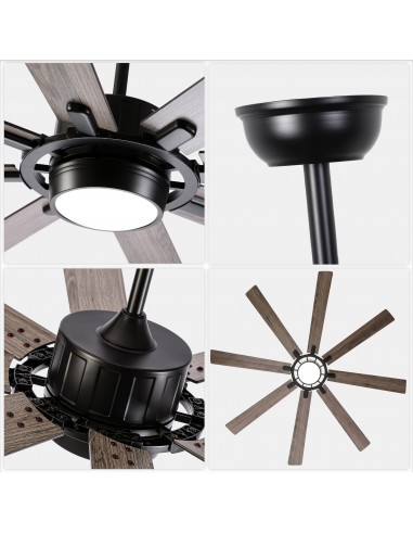 72" Black Ceiling Fan with Lights and...