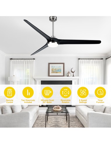 72" Solid Wood Ceiling Fan with...