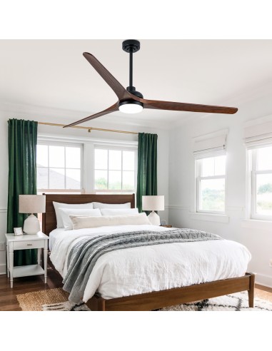 72" Black Solid Wood Ceiling Fan with...