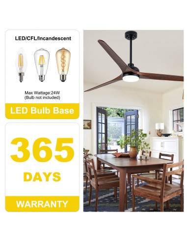 72" Black Solid Wood Ceiling Fan with...