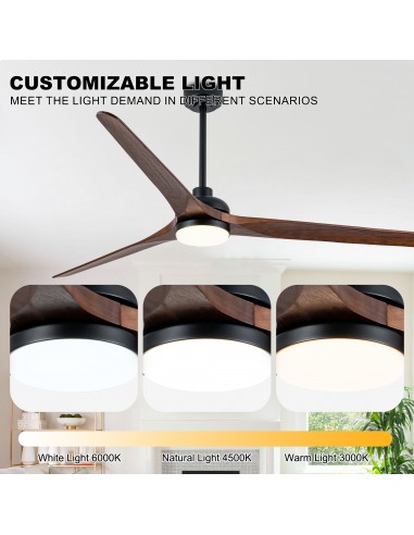 72" Black Solid Wood Ceiling Fan with...