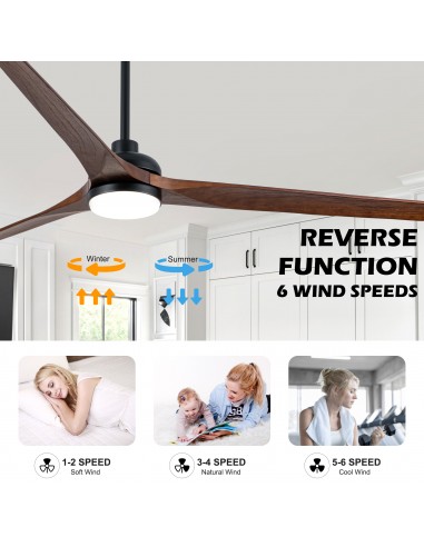 72" Black Solid Wood Ceiling Fan with...