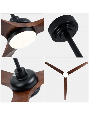 72" Black Solid Wood Ceiling Fan with...