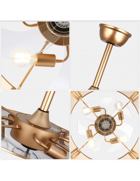 Oaks Aura 20” Fabric Drum Ceiling Fan with Light and Remote Control, Quiet DC Motor, 6-Speed for Bedroom, dining room