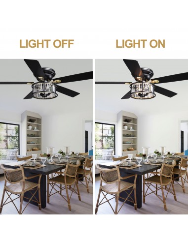 52" Black Crystal Ceiling Fan with...