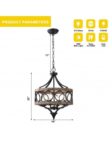 16" Rustic Farmhouse Solid Wood...