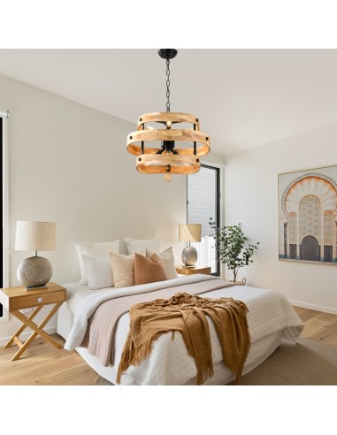 20" Farmhouse Solid Wood Pendant...