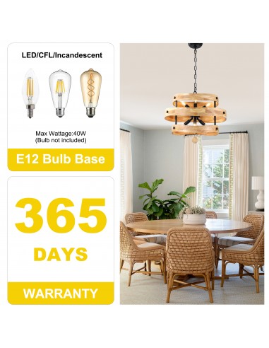 20" Farmhouse Solid Wood Pendant...