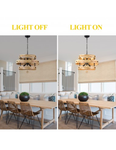 20" Farmhouse Solid Wood Pendant...