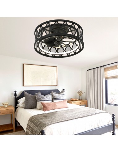 Oaks Aura 19" Black Caged Flush Mount...