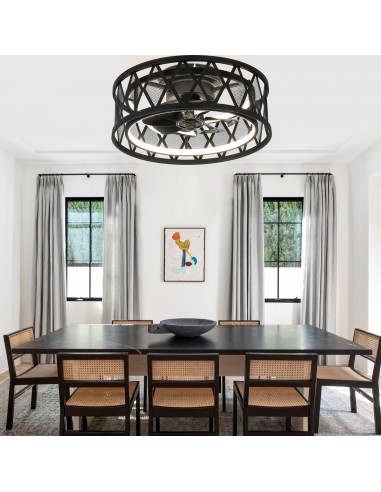 Oaks Aura 19" Black Caged Flush Mount...