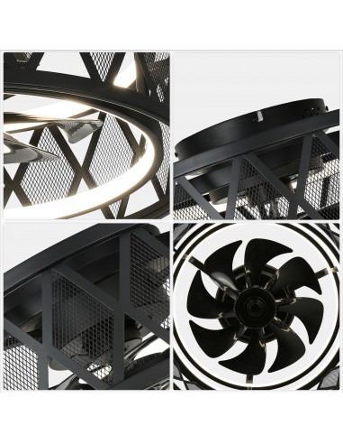 Oaks Aura 19" Black Caged Flush Mount...