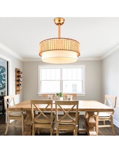 20” Gold Boho Wood Beaded Ceiling Fan...