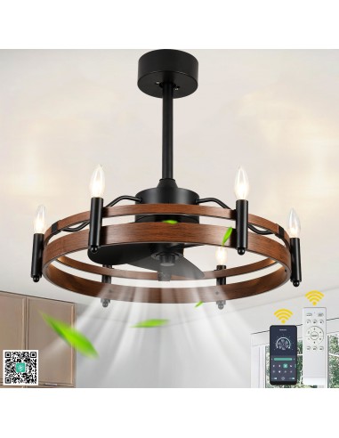 24” Rustic Wagon Wheel Ceiling Fan...