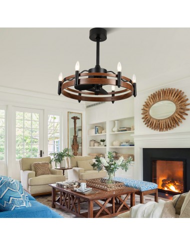 24” Rustic Wagon Wheel Ceiling Fan...