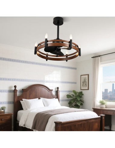 24” Rustic Wagon Wheel Ceiling Fan...
