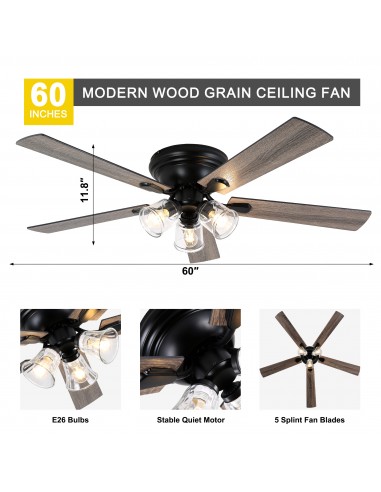 60" Vintage 5-Blade Flush Mount...