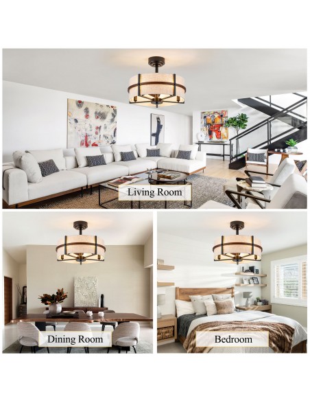 Oaks Aura 21" Boho Black Fandelier Ceiling Fan with Lights and Remote/APP Control, Fabric Ceiling Fan for Living Room, Bedroom