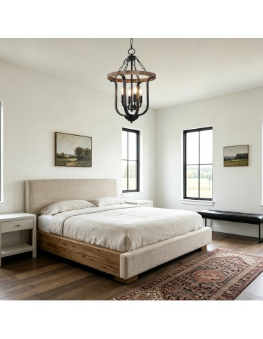 Oaks Aura 14" 4-Light Farmhouse Solid...