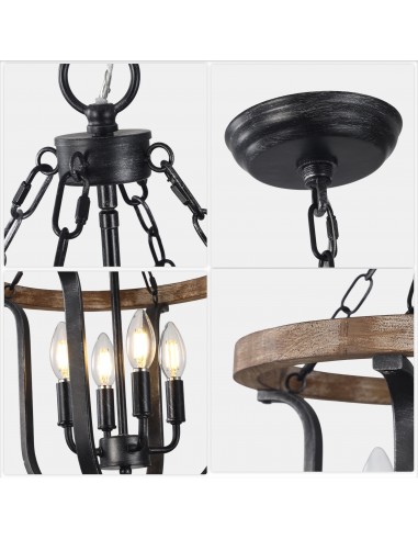 Oaks Aura 14" 4-Light Farmhouse Solid...